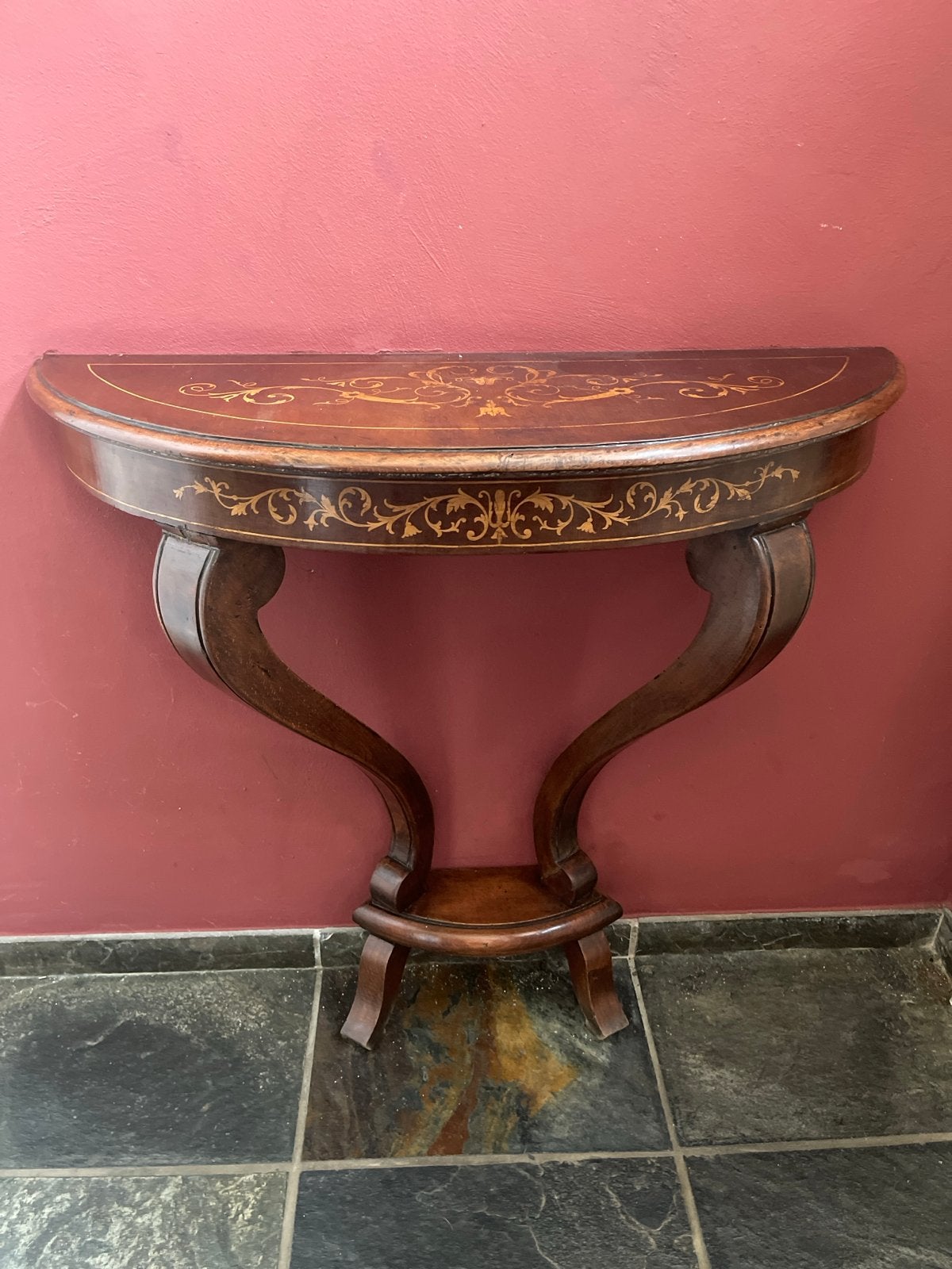 Klassieke halfronde consoletafel met inlegwerk, Ophalen
