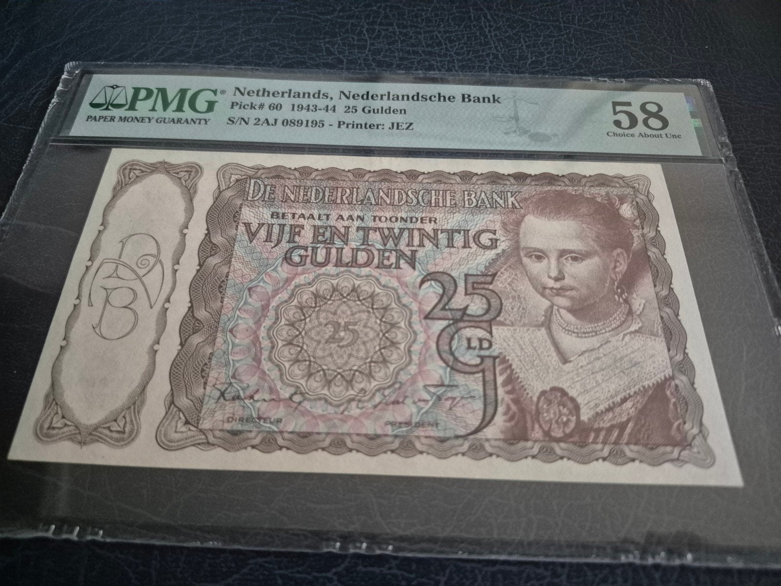 Nederland 25 Gulden 1943-44 Prinsesje PMG 58 Choice About Un, Ophalen of Verzenden, 25 gulden, Los biljet