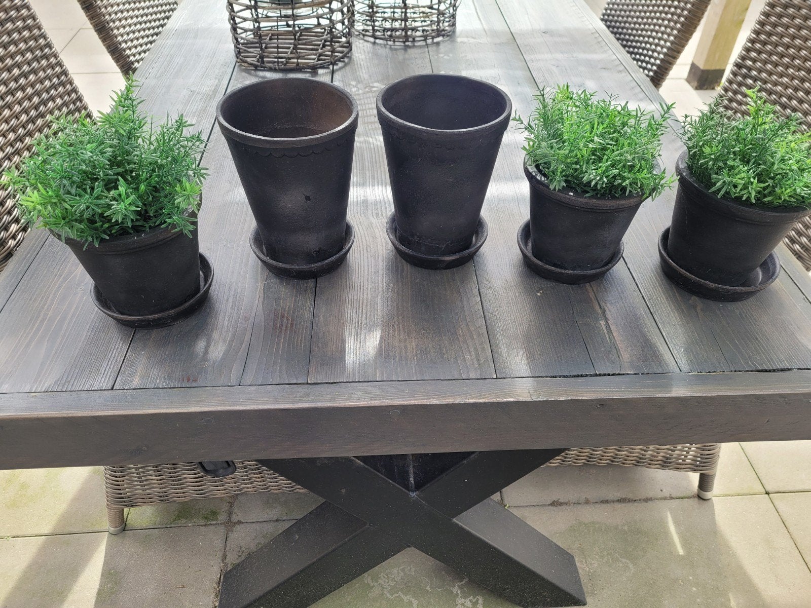 potjes met schotel, Ophalen, Rond, Steen, Minder dan 30 cm