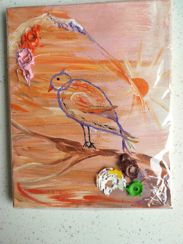 Schilderij (1), Acrylverf, Ophalen of Verzenden, Dieren, Overige materialen