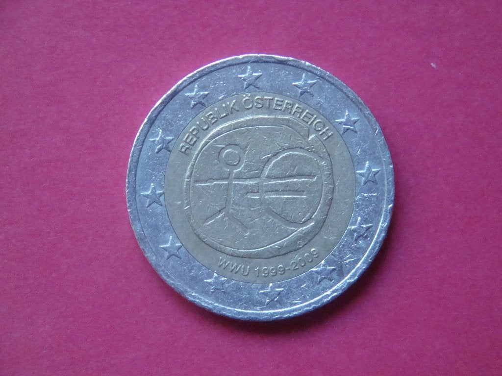 Oostenrijk 2 Euromunt 10 jaar EMU Stickman 2009., Postzegels en Munten, Munten | Europa | Euromunten, Verzenden, Oostenrijk, 2 euro
