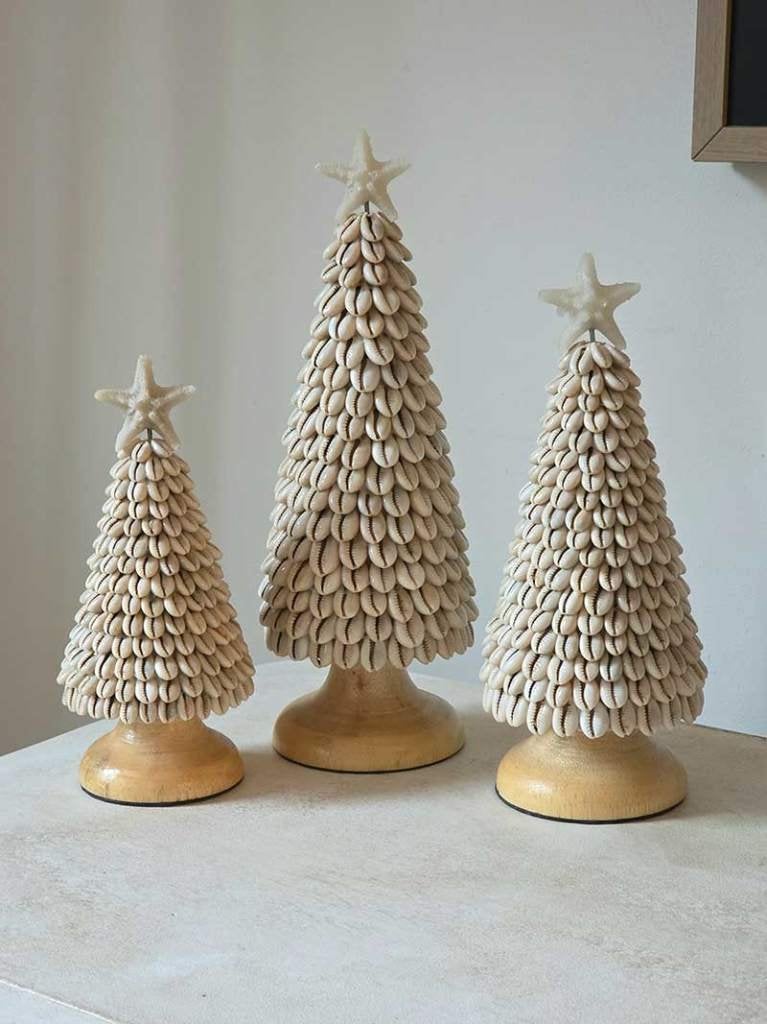 Schelpen kerstboom naturel 2 uit Bali, Diversen, Ophalen of Verzenden, Tropical home, 6951nk, Nieuw