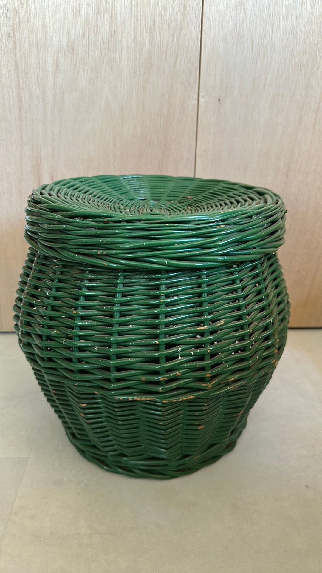 Retro rotan mand, Gebruikt, Mand, Rond, Riet