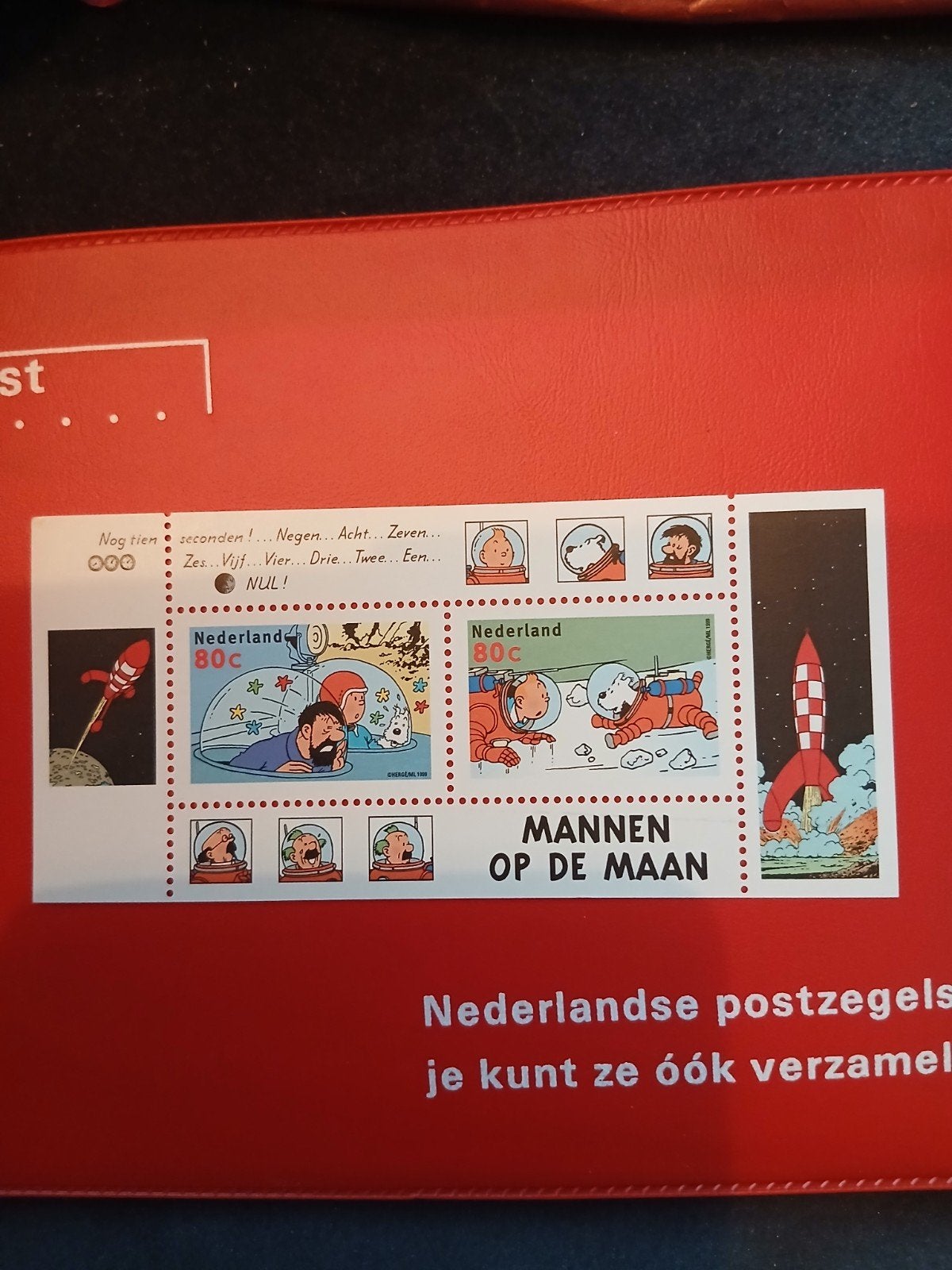 Kuifje Manen op de Maan postzegels Nederland 80c, Postzegels en Munten, Postzegels | Nederland, Ophalen of Verzenden, Na 1940