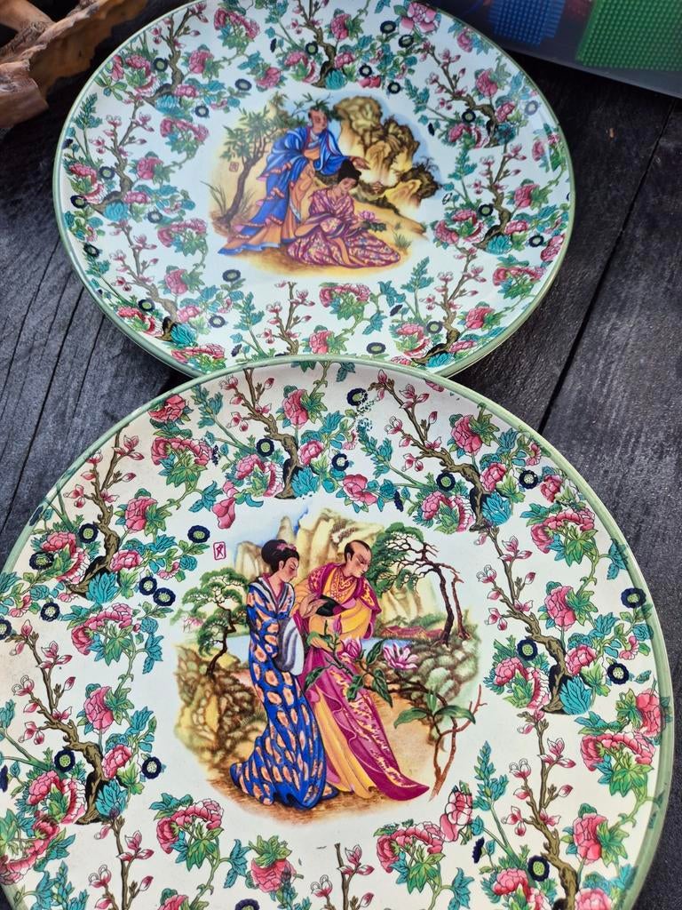 Vintage decoratieve borden met Chinoiserie-motief, Antiek en Kunst, Ophalen
