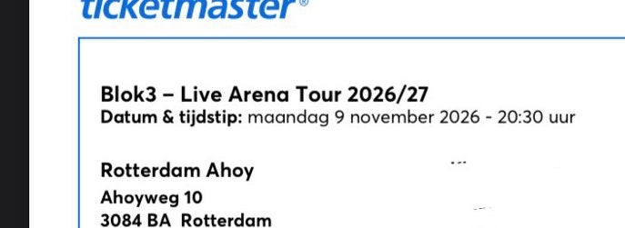 Tickets Blok 3 concert Rotterdam Ahoy, Twee personen