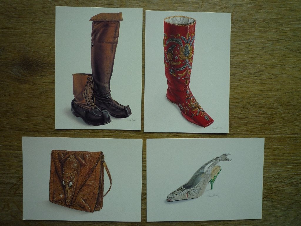 Kunstkaart laars tas schoenen leer Leder museum Waalwijk, Ophalen of Verzenden, Voor 1920