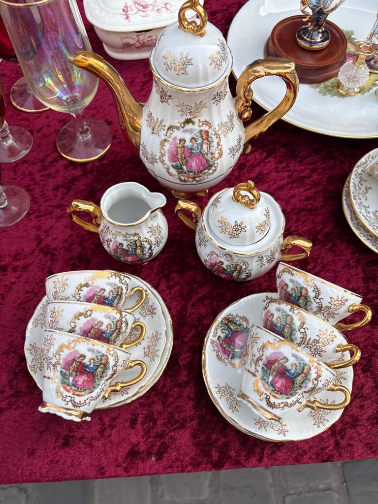 6-delig Koffieservies met Gezellig Tafereel, Ophalen of Verzenden