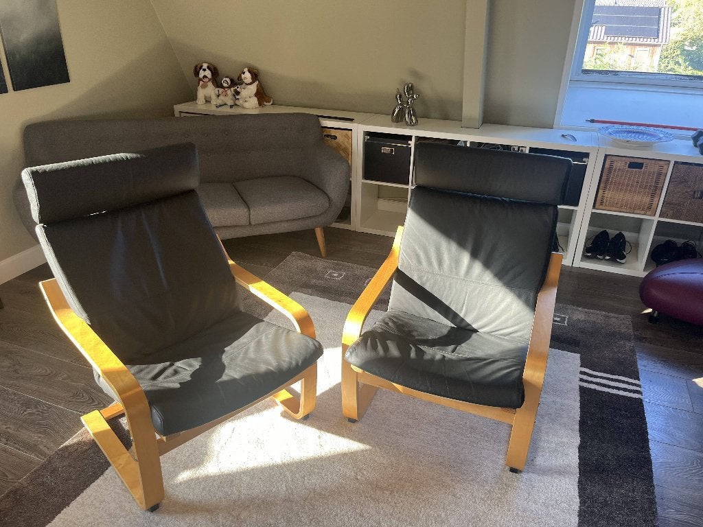 Ikea Poang, Ophalen, Twee, Zwart, Leer