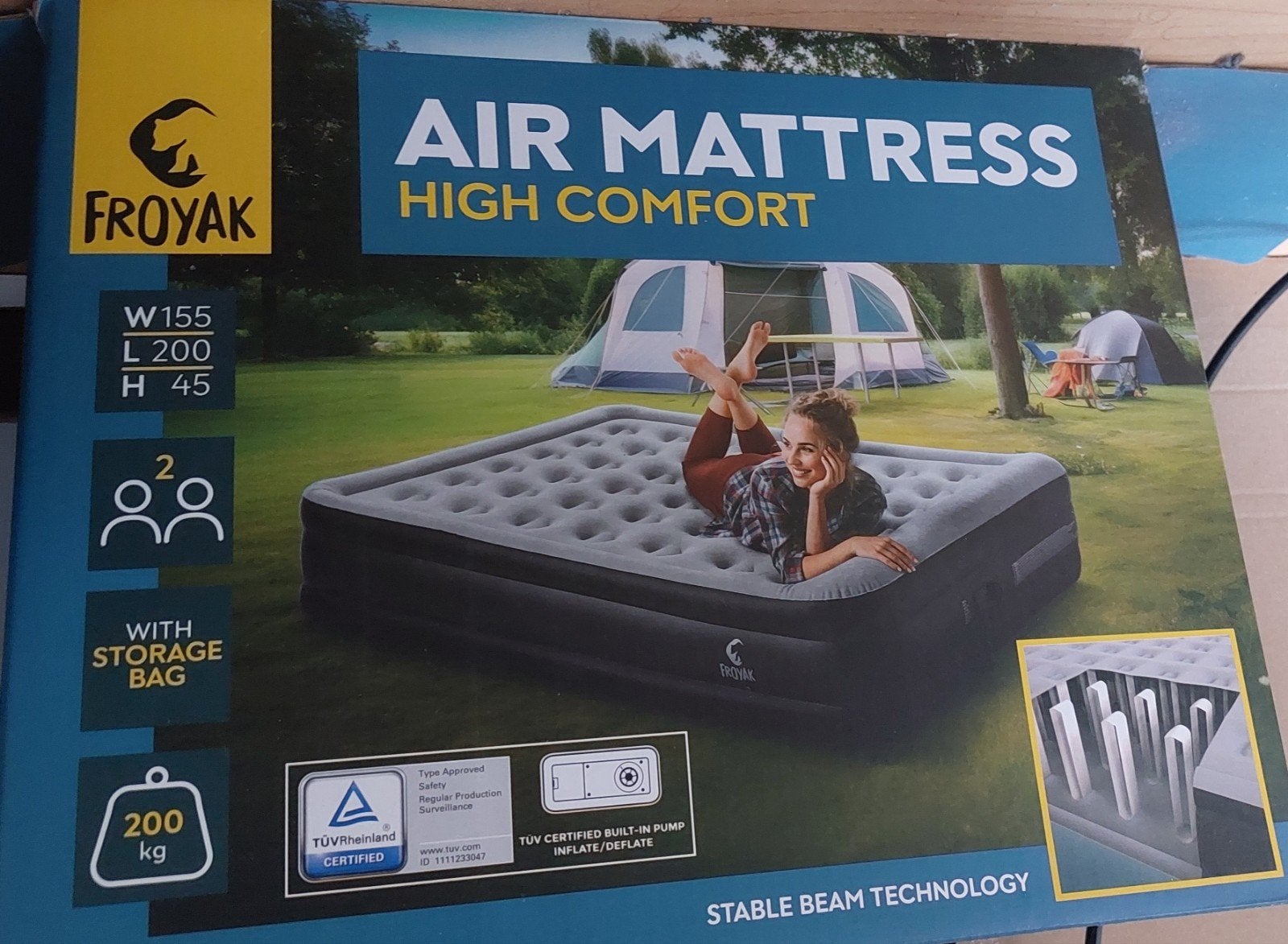 Froyak Luchtbed / air mattress, Caravans en Kamperen, Ophalen