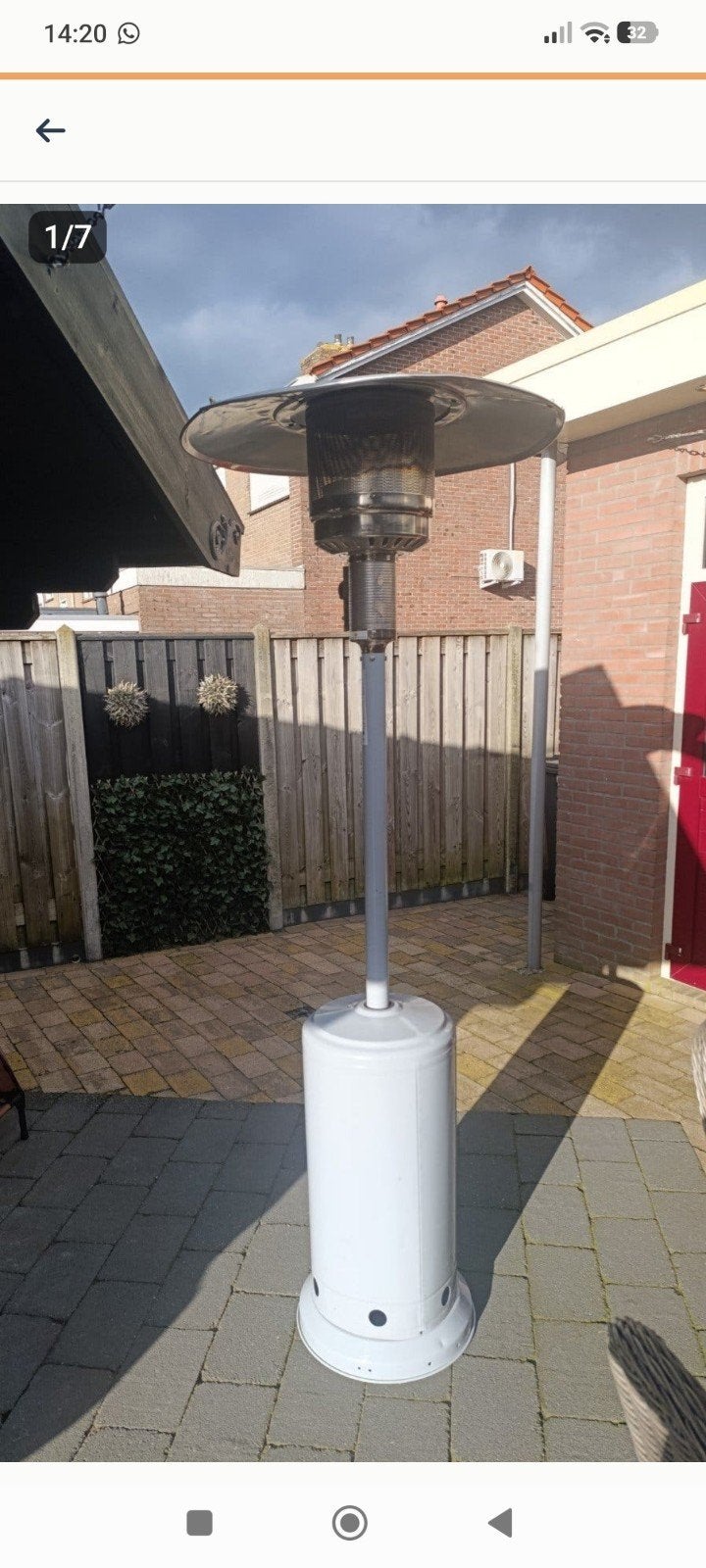 Terrasverwarmer XXL op gas - 215 cm hoog, Ophalen, Gebruikt