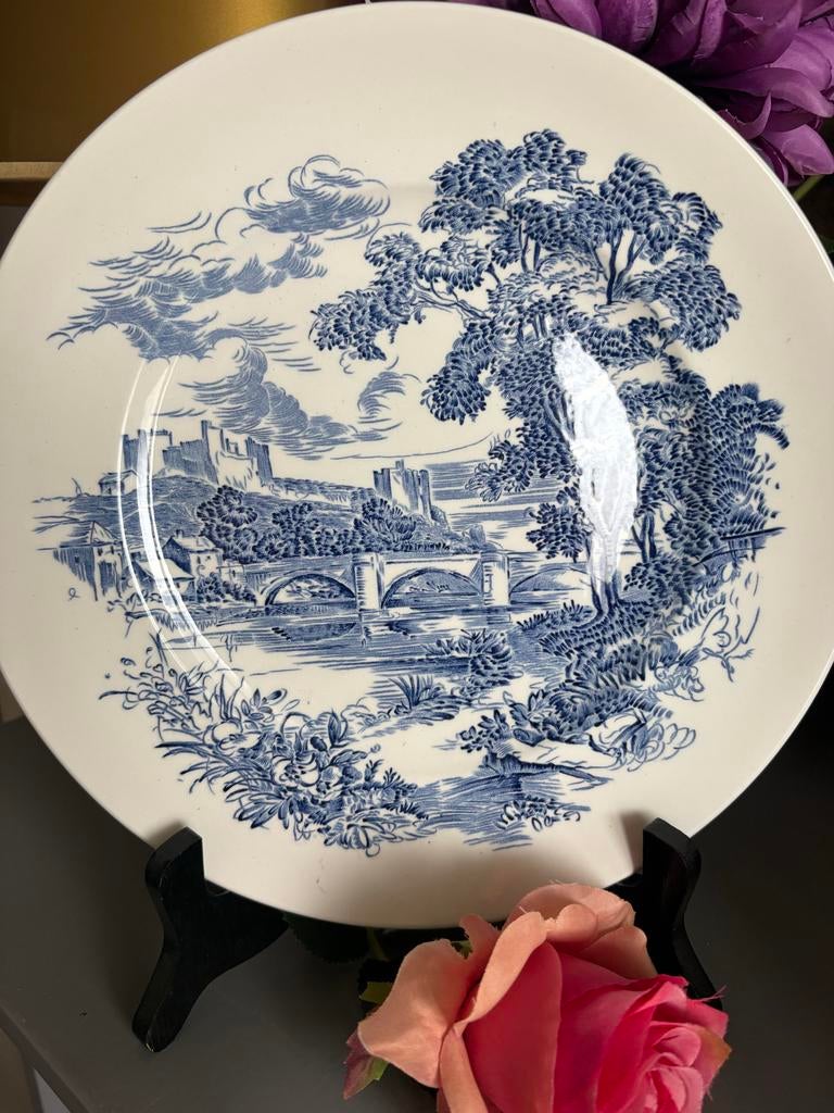 Wedgwood Enoch Tunstall Countryside Blauw/Wit Bord, Ophalen of Verzenden