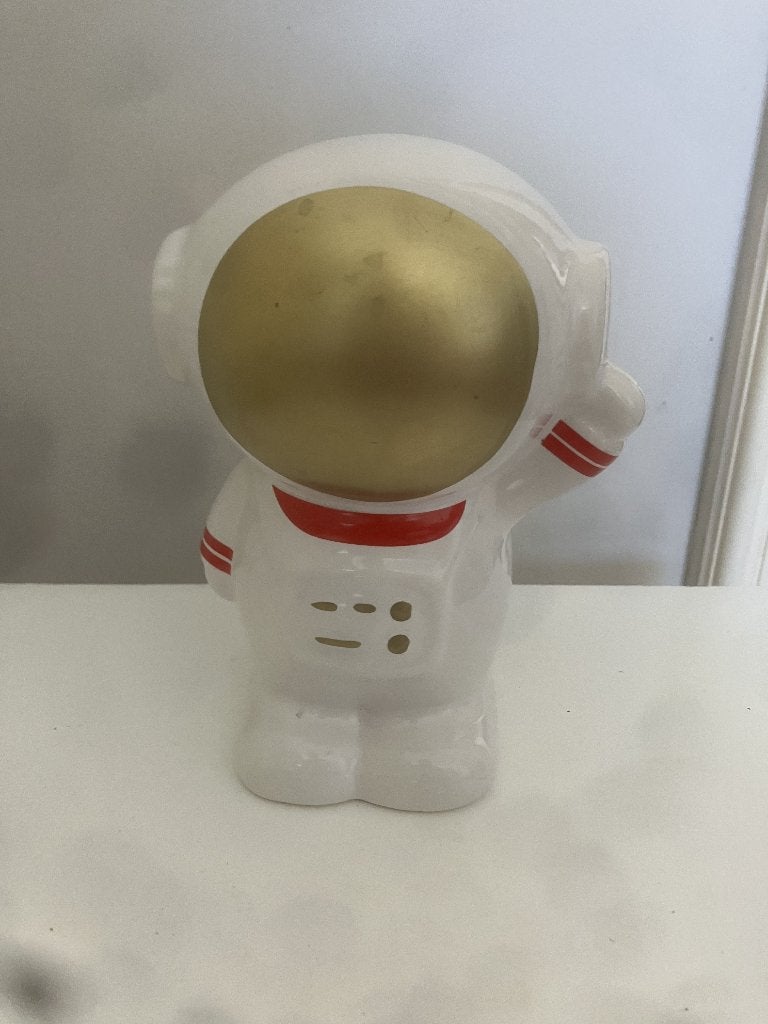 Leuke speelse Astronaut spaarpot, Ophalen of Verzenden, Zo goed als nieuw, Steen, Aardewerk of Keramiek, Overige thema's