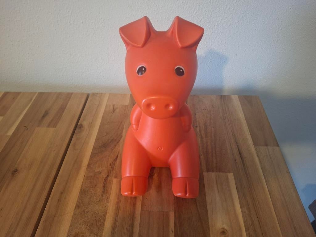 Vintage Monika Mulder design spaarpot oranje kleur, Ophalen of Verzenden, Gebruikt, Metaal of Blik, Dier