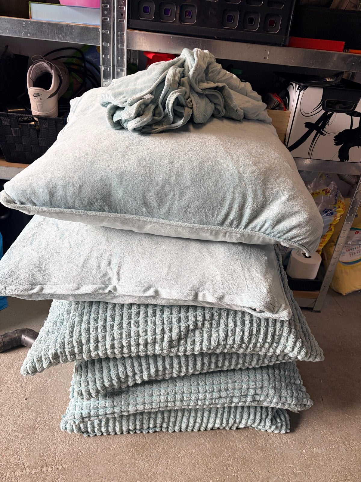 6 kussens + 2 extra hoezen 70x70 cm, Ophalen, Overige merken, Gebruikt, Afneembare hoes