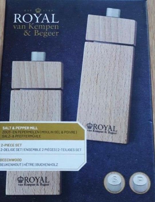 Royal van Kempen & Begeer Zout- en Pepermolen Set, Overige typen, Hout, Nieuw, Ophalen of Verzenden