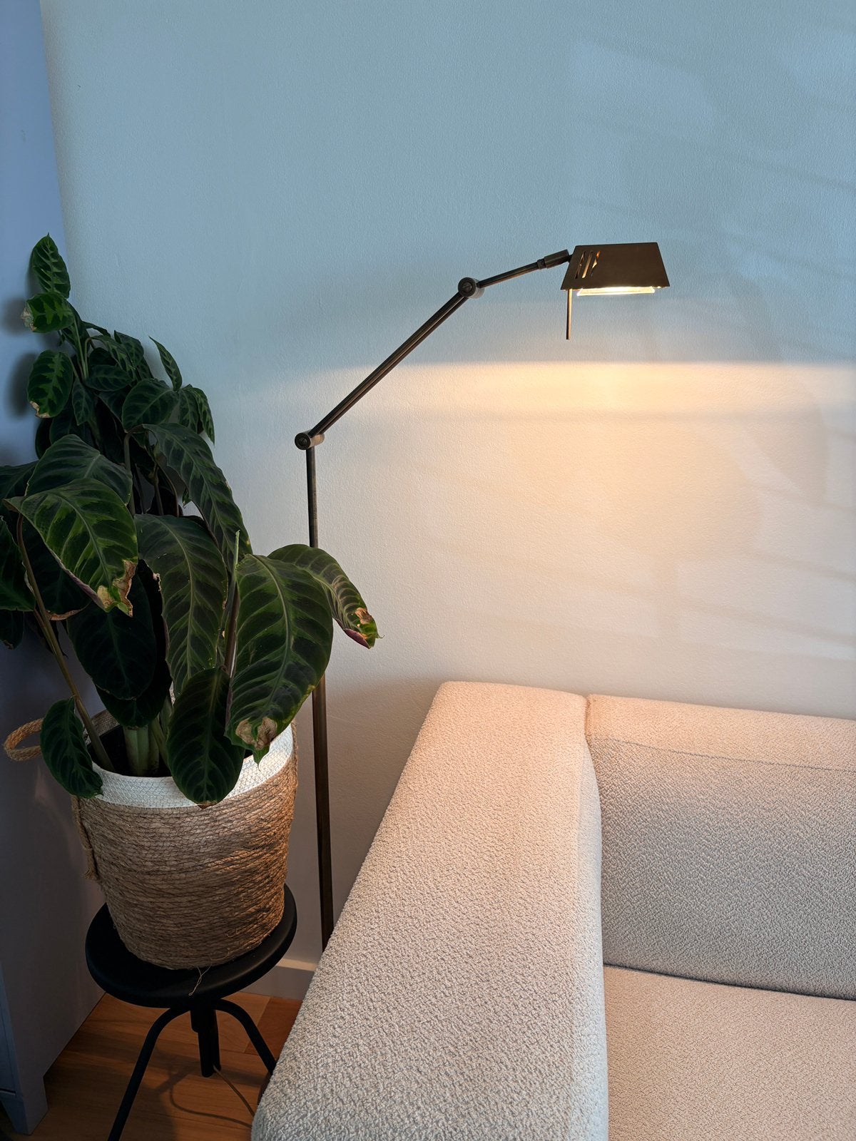 Vintage Hillebrand Leuchten messing vloer- / apothekerslamp, Ophalen, Overige materialen, 100 tot 150 cm, Zo goed als nieuw