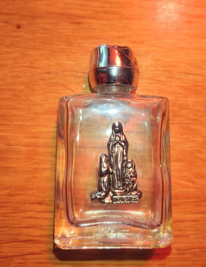 Vintage Lourdes Heilig Water Flesje met Maria Beeld, Ophalen of Verzenden