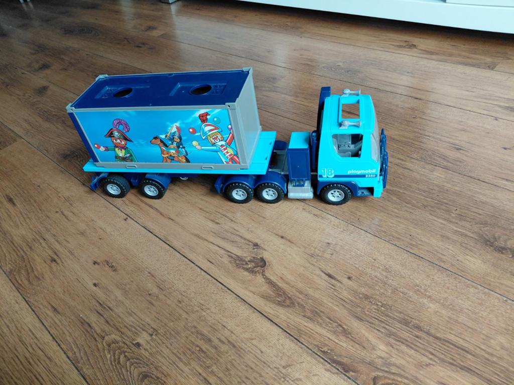 Te koop playmobil vrachtwagen rolt prima container kan eraf, Ophalen, Gebruikt