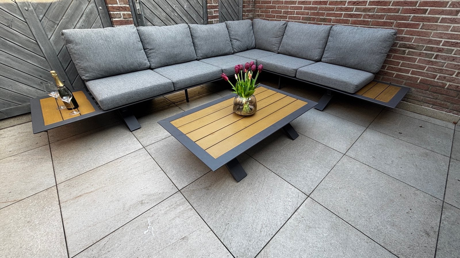Loungeset tuinset aluminium, Tuin en Terras, Ophalen, Bank, 6 zitplaatsen, Aluminium