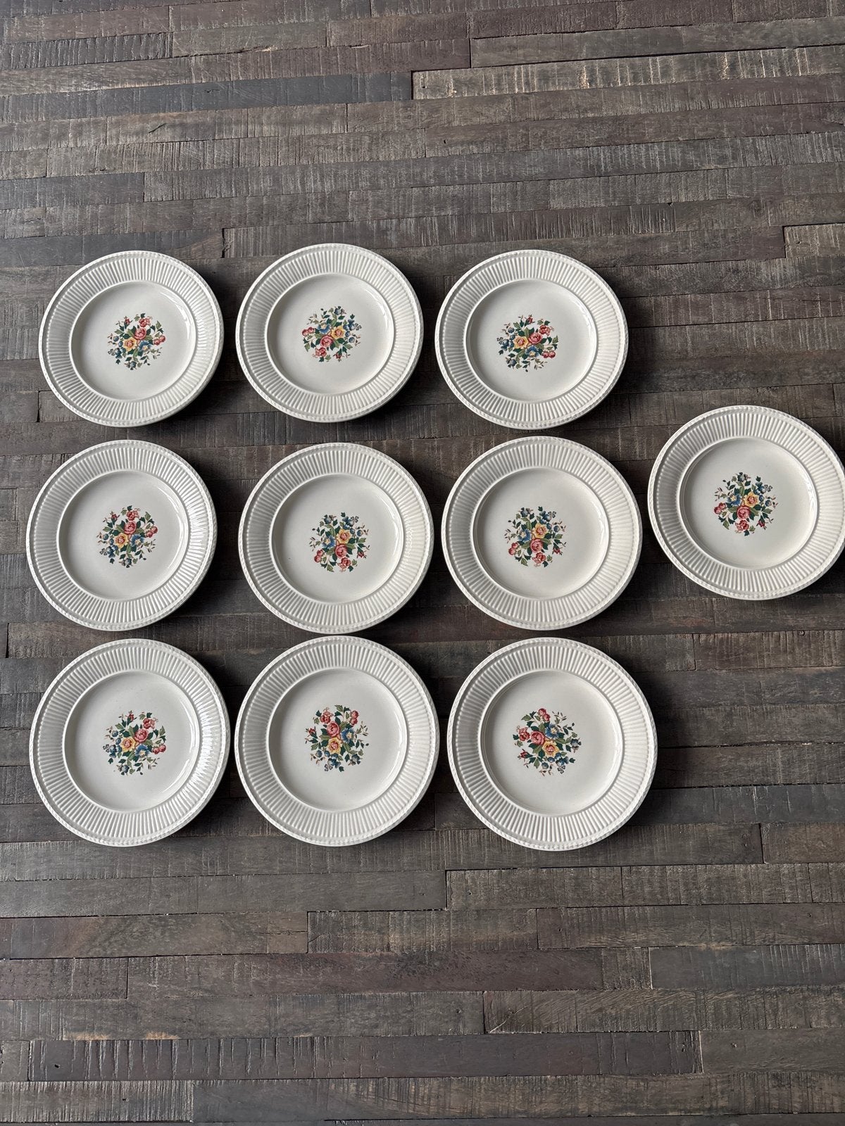 Set van 10 Wedgwood "Conway" bordjes  met bloemmotief, Ophalen, Gebruikt, Bord(en), Wedgwood
