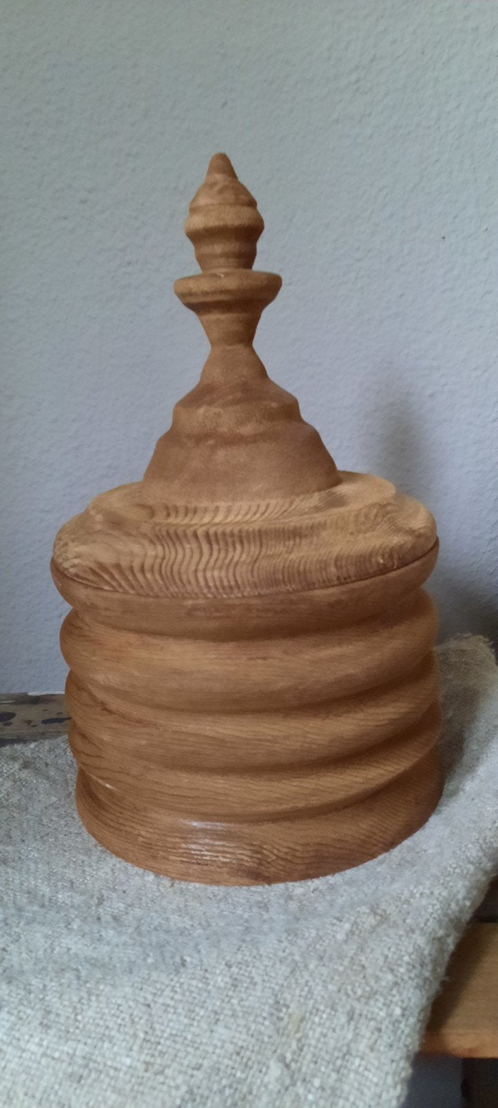 Oude houten tabakspot houten pot potje stoer sober hout oud, Ophalen, Gebruikt, Hout