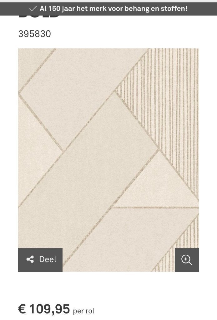 NIEUW- Behang Eijffinger 6 Rollen, Huis en Inrichting, Stoffering | Behang, Ophalen, Minder dan 10 m², Beige, Modern