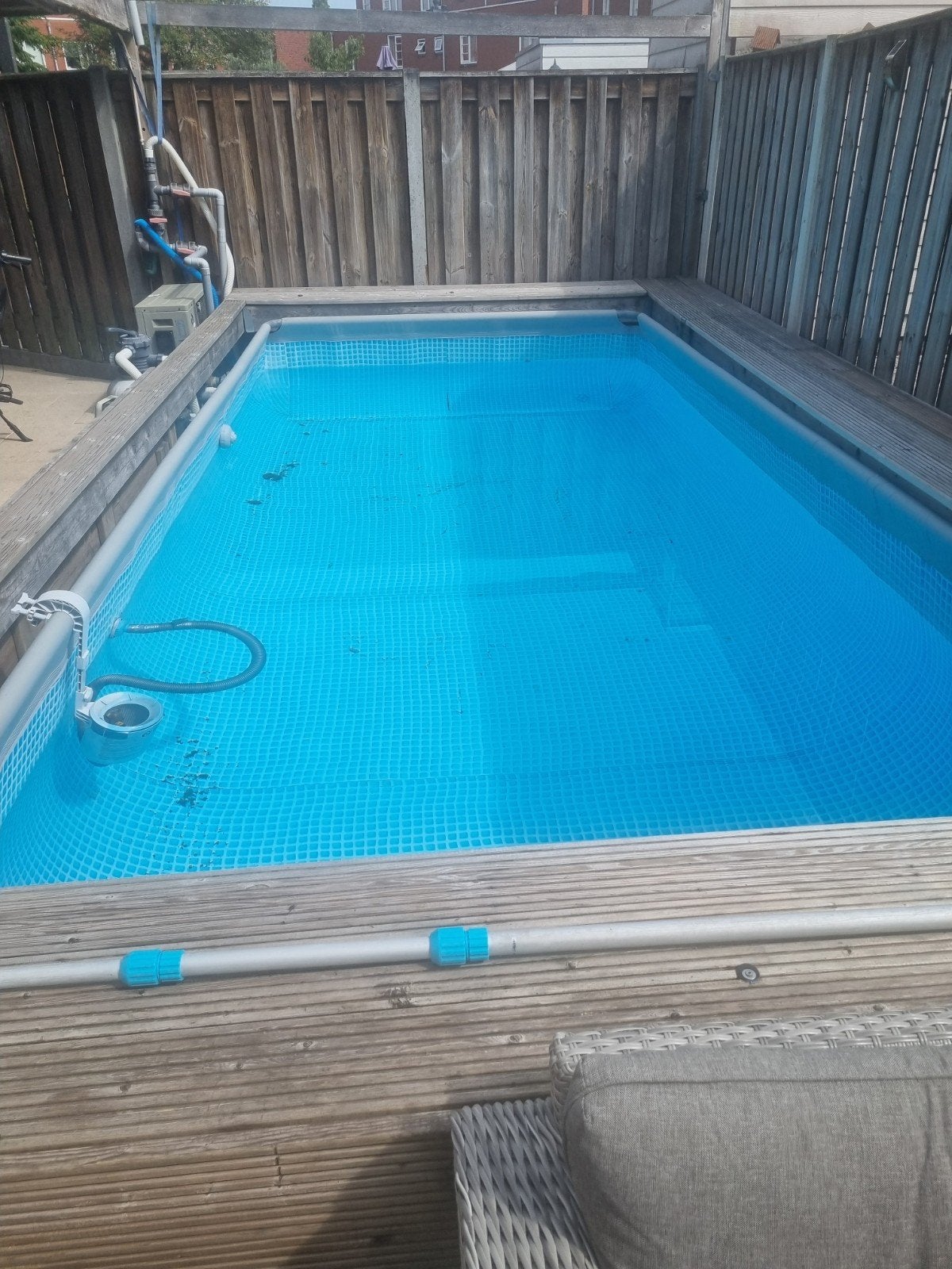 Inbouwzwembad met houten ombouw, Tuin en Terras, Zwembaden, Ophalen, Gebruikt, 200 tot 300 cm, 80 tot 120 cm