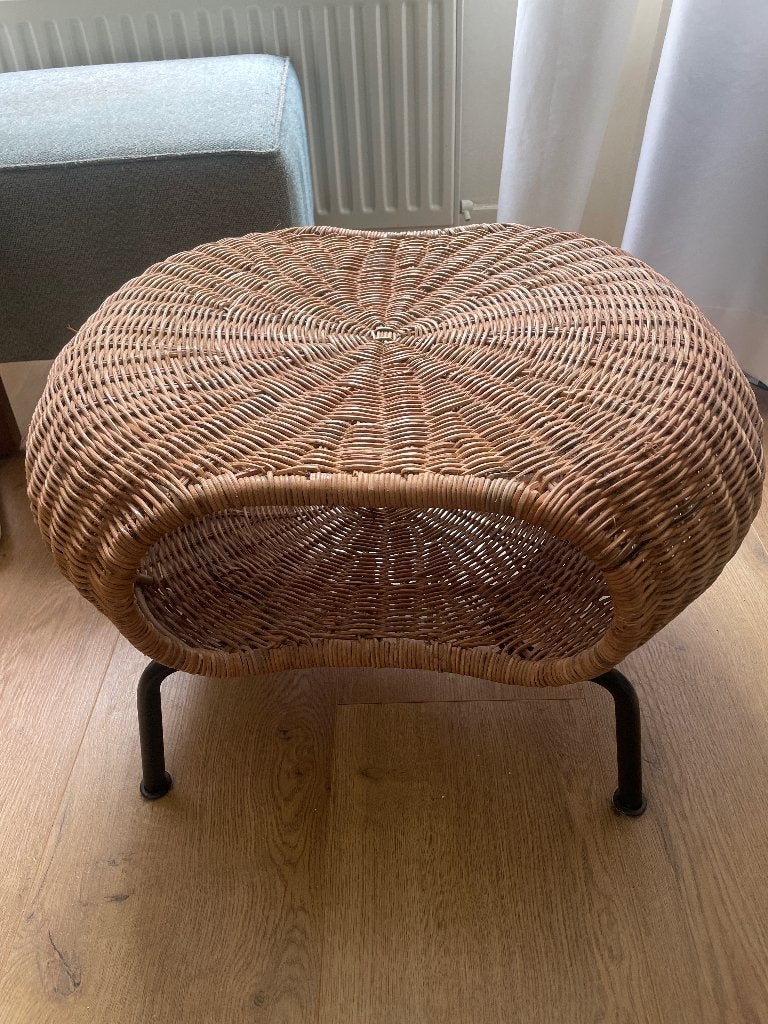 Ikea rotan bijzet tafel stoel, Ophalen, Minder dan 55 cm, Rond, Zo goed als nieuw