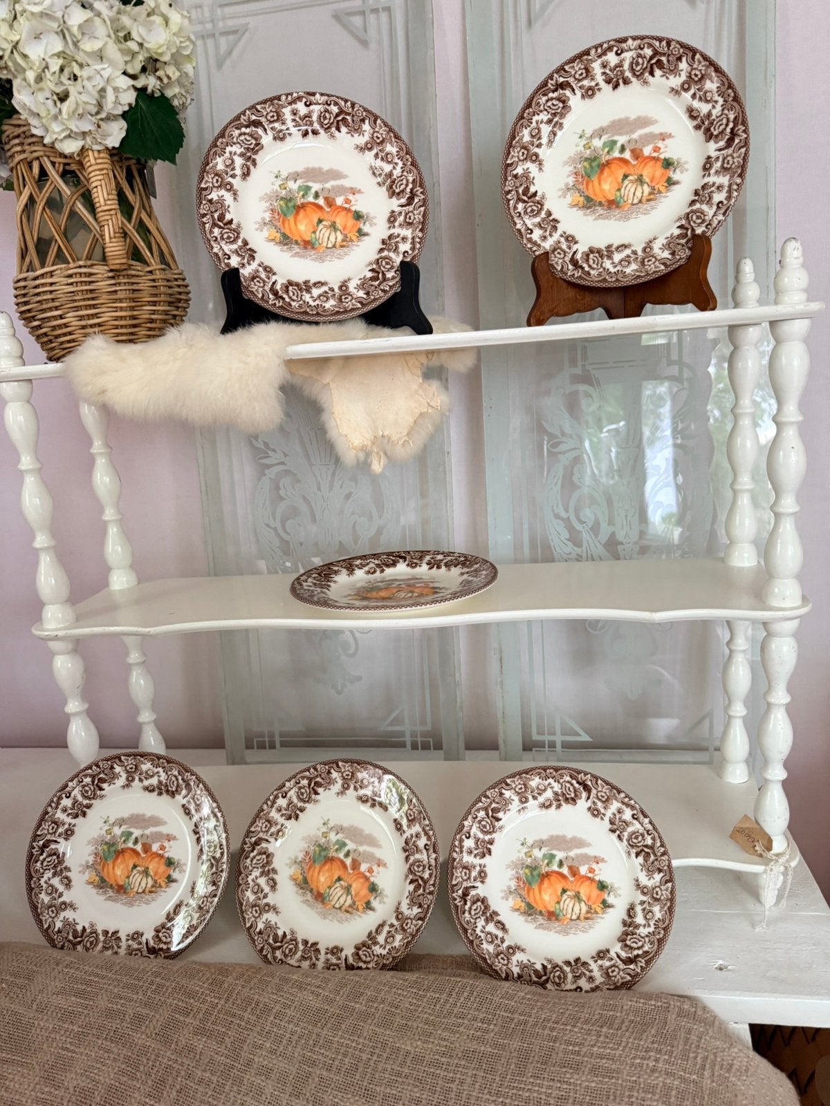 Spode Woodland Harvest 20 cm pompoen ontbijt bordjes 6x new, Ophalen, Klassiek, Nieuw, Bord(en)