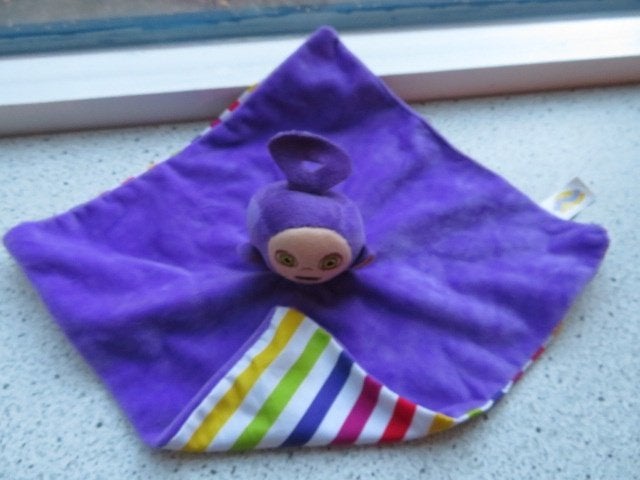 Knuffeldoek Teletubbies 2022 paars velours Tinky Winky, Paars, Overige typen, Ophalen of Verzenden, Zo goed als nieuw