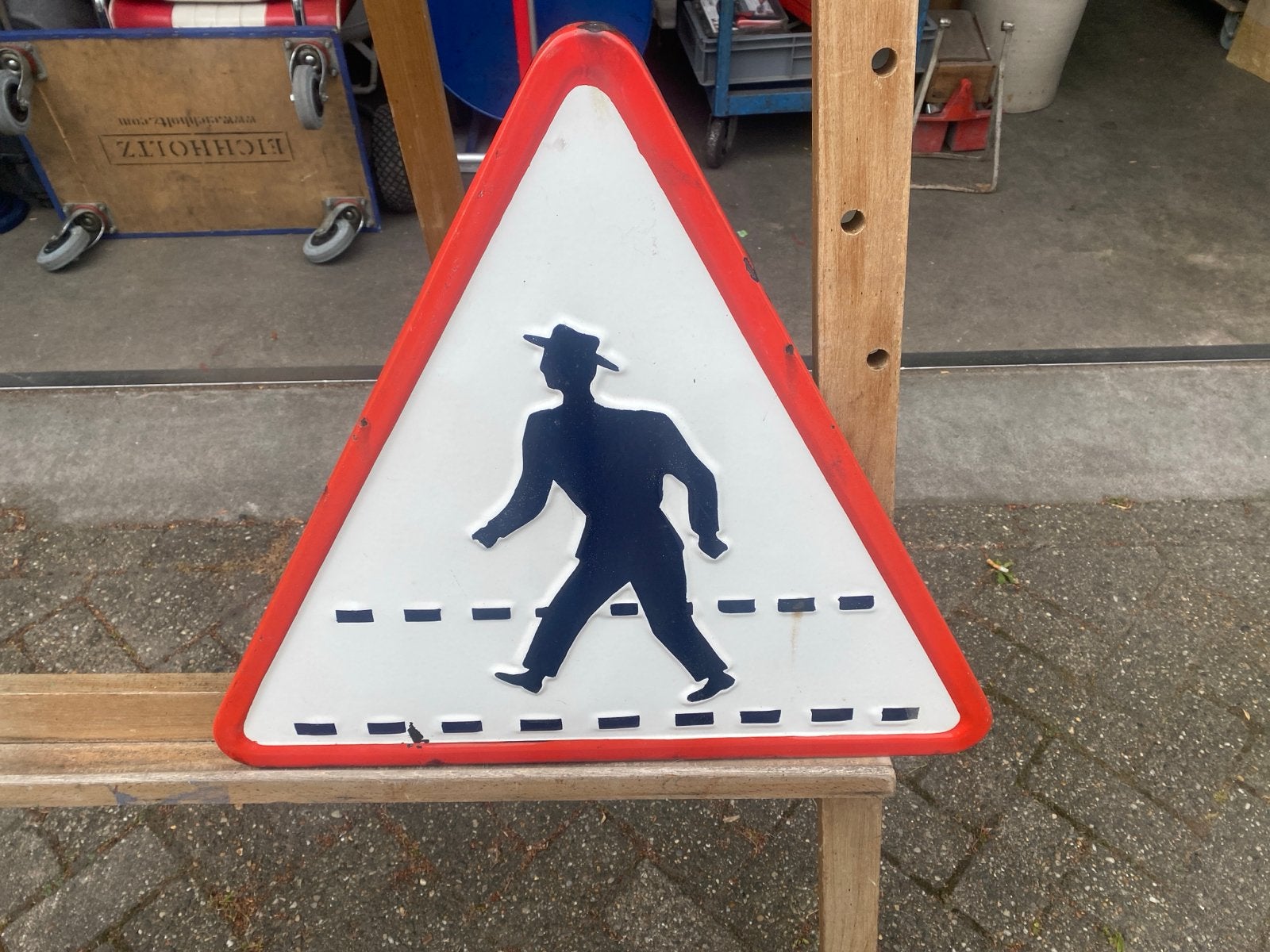 Uniek Verkeersbord Voetganger met Hoed - Decoratief, Ophalen of Verzenden