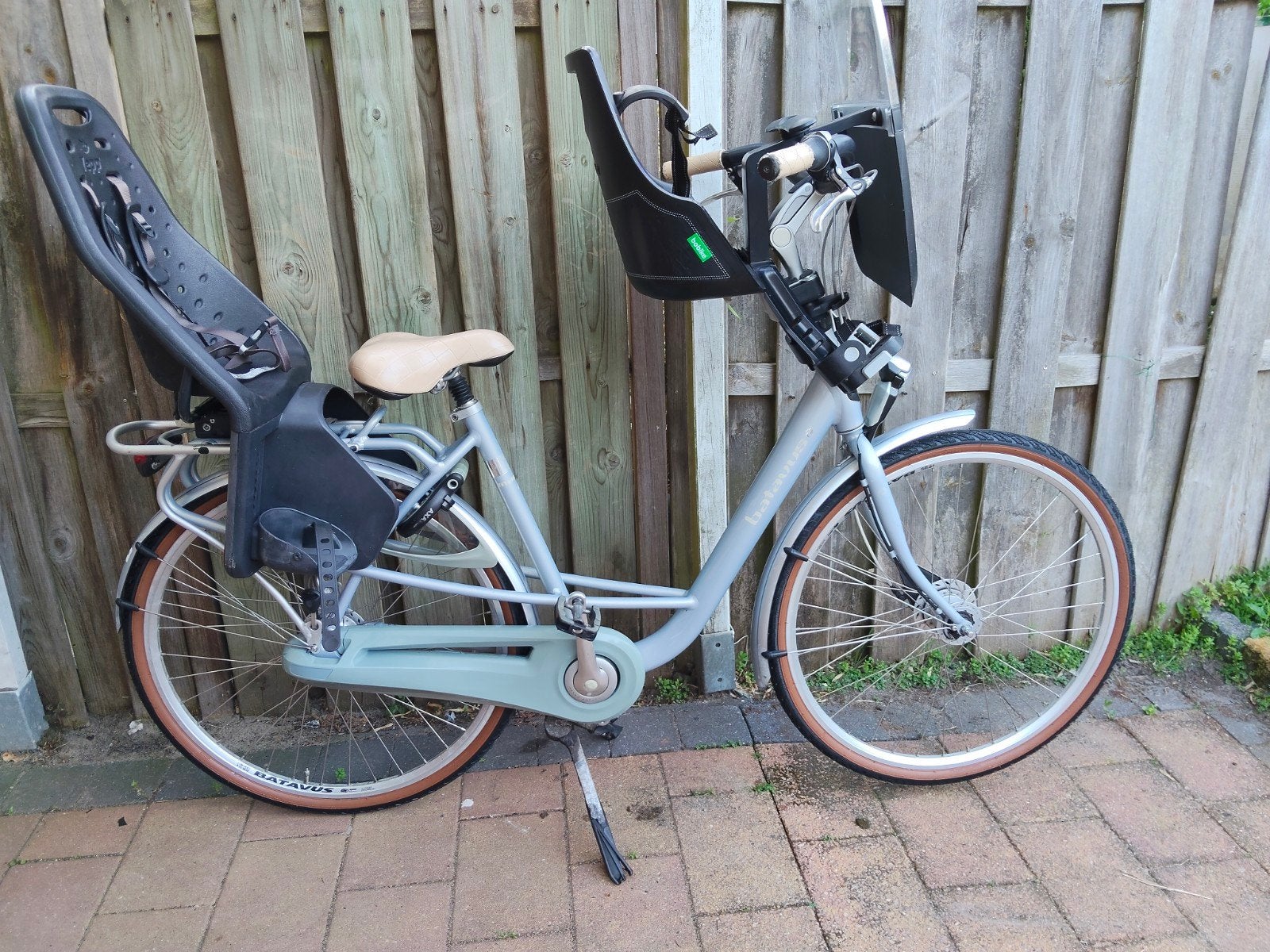 Batavus Mambo moederfiets met twee kinderzitjes, 2 zitjes, 53 tot 56 cm, Batavus, Ophalen of Verzenden