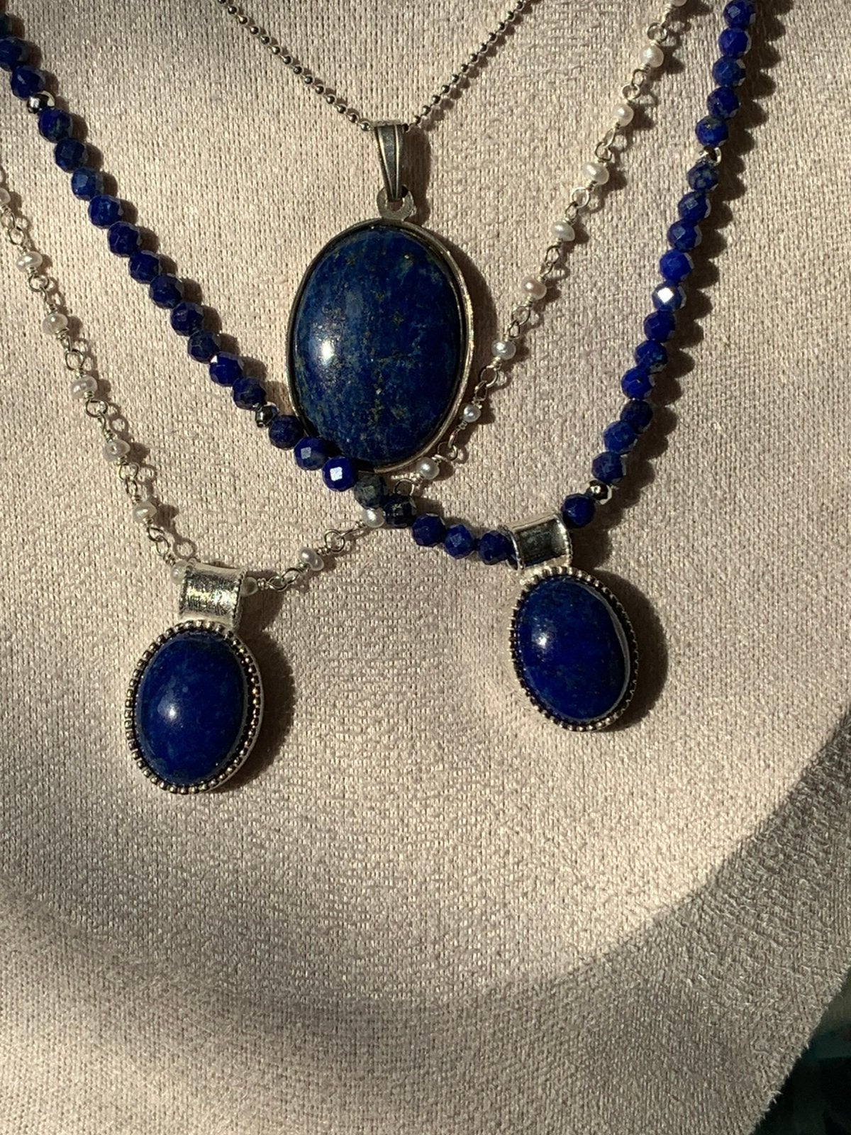 Lapis lazuli hanger zilver beschermt intuïtie wijsheid magie, Blauw, Magnolia11, Nieuw, Ophalen of Verzenden