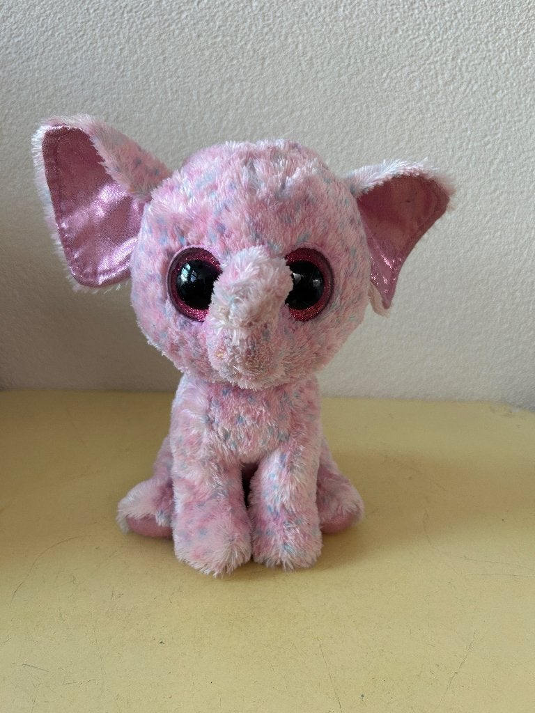 Ty Beanie Boos Ellie de Olifant Knuffel - 22 cm - Roze, Gebruikt, Ophalen of Verzenden, Middelgroot (20 tot 80 cm), Roze