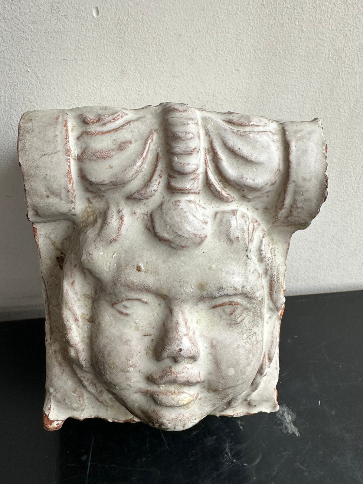 Oude terracotta wand console Kinderkopje 13/15 cm, Ophalen of Verzenden