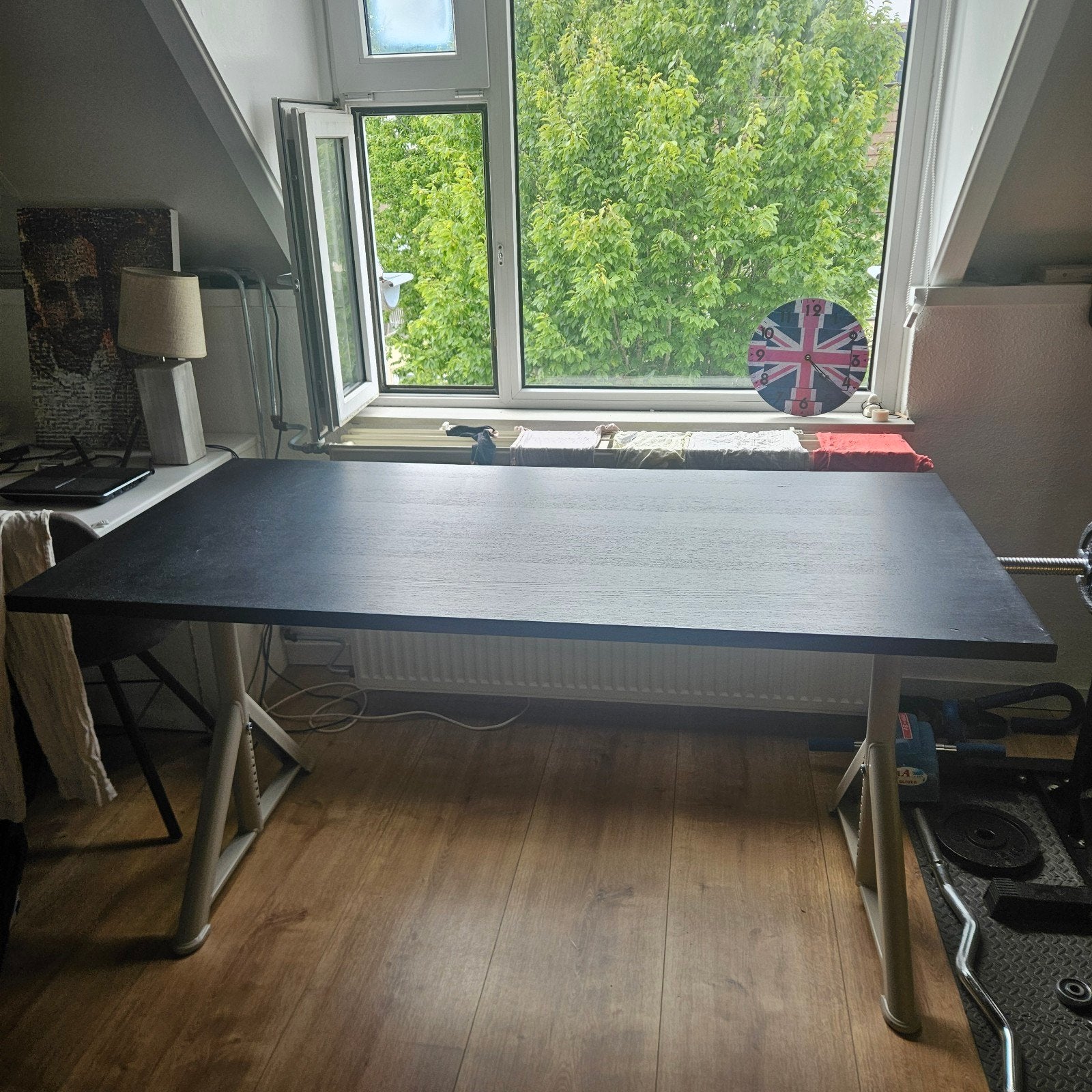 Verstelbare Bureautafel 160x80, Ophalen, Gebruikt, Hout, In hoogte verstelbaar
