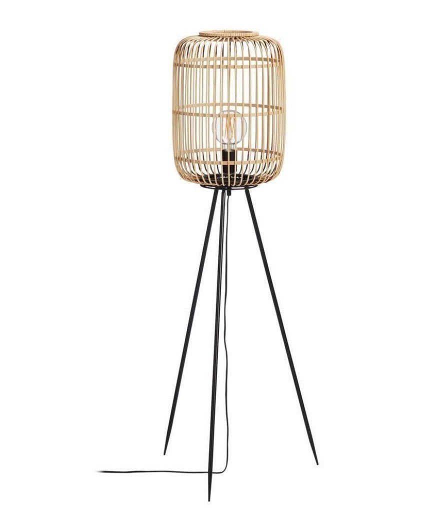 Vloerlamp Balan (Kwantum), kap naturel, onderstel zwart, Ophalen, Zo goed als nieuw, Overige materialen, 100 tot 150 cm