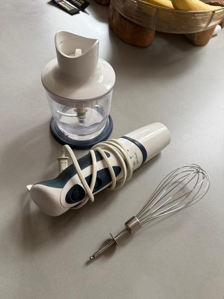Braun staafmixer met hakmolen en garde, 450 watt, Ophalen, Kunststof, Wit, Overige merken