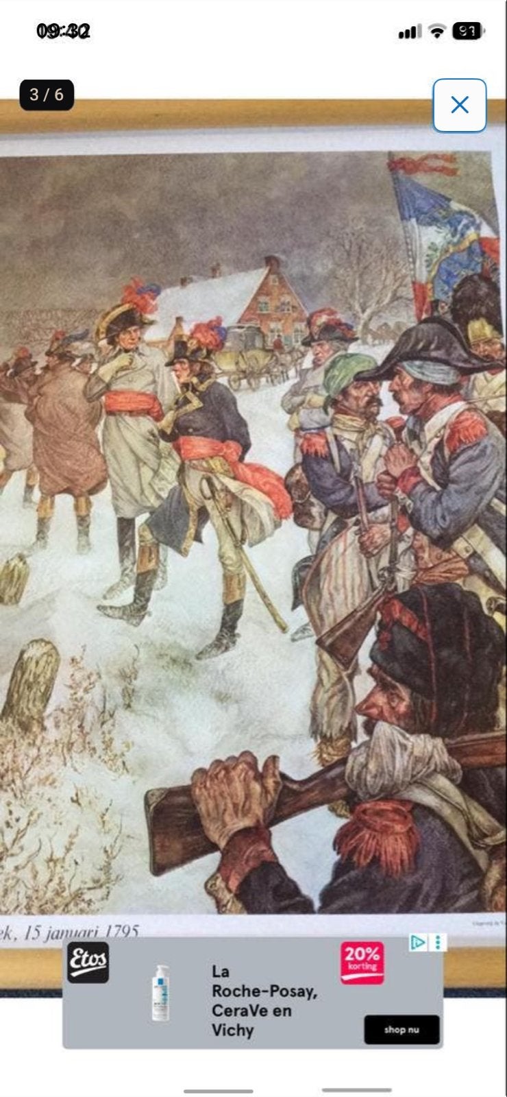 Schoolplaat: Franse troepen trekken over de Lek, 1795, Antiek en Kunst, Ophalen, Geschiedenis