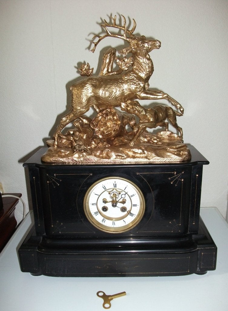 Vergulde Bronzen Pendule van P.J. MÊNE ( 1847 ), Ophalen of Verzenden