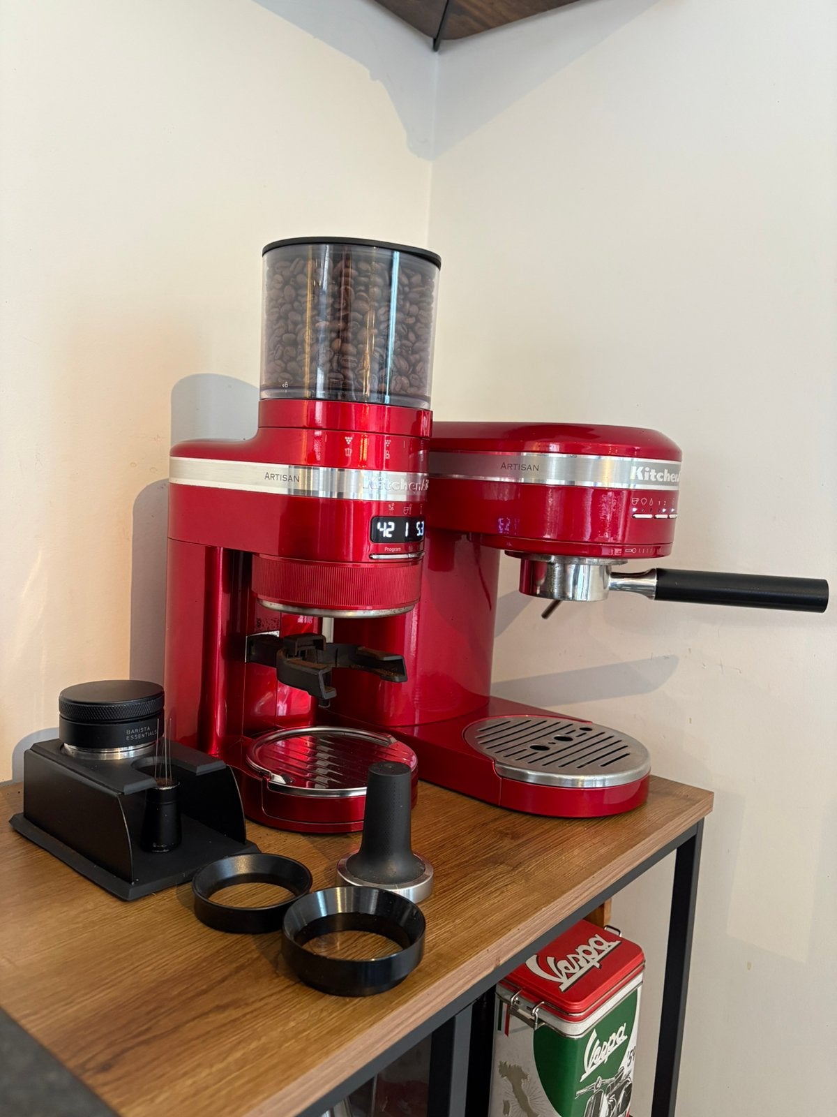 Kitchenaid Artisan espressomachine + koffiemolen incl access, Ophalen, Espresso apparaat, 10 kopjes of meer, Koffiebonen