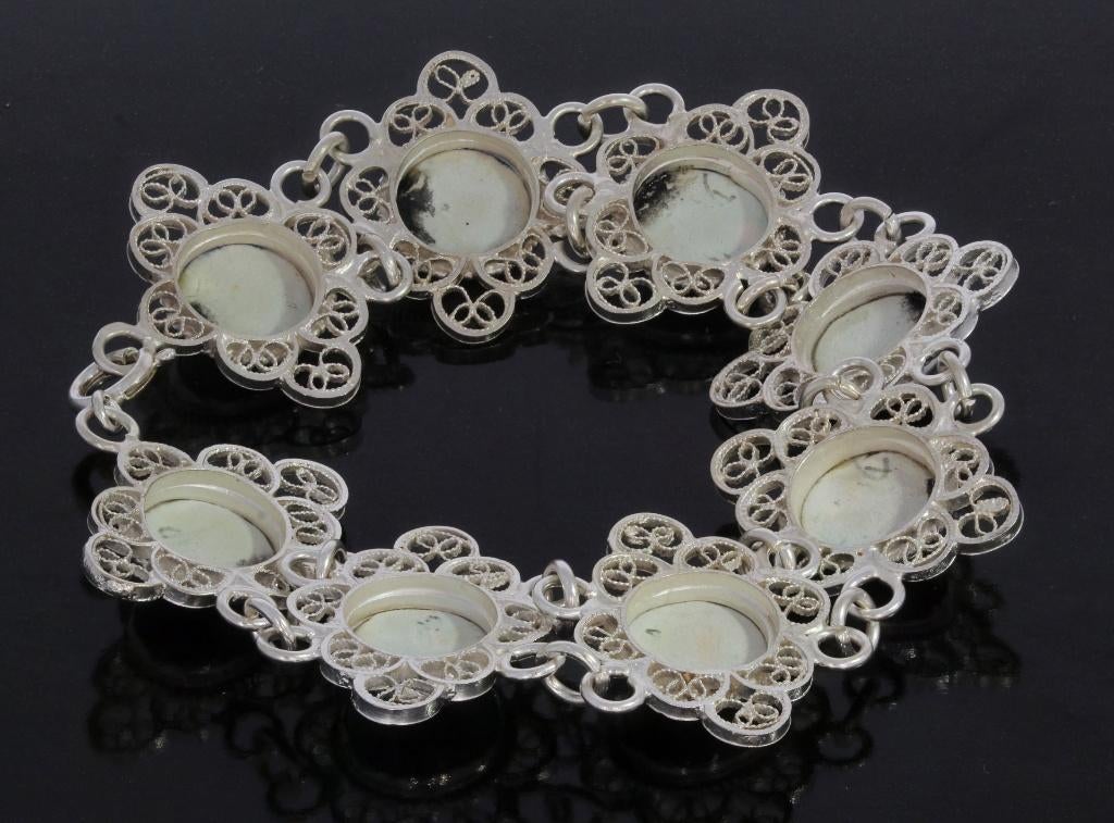 Delftsblauwe molen zilveren fraaie armband dames vintage, Verzenden, Zilver, Armband, Met edelsteen