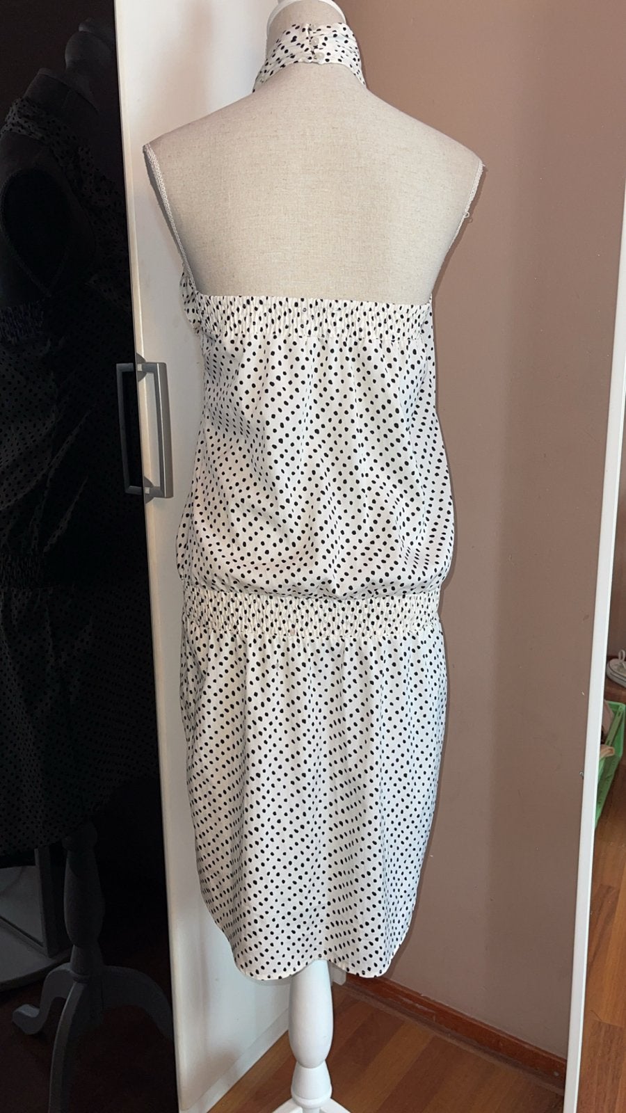 Superstar Polkadot Jurk met Ruches - Maat M -L, Kleding | Dames, Jurken, Ophalen, Wit, Zo goed als nieuw, Maat 36 (S)