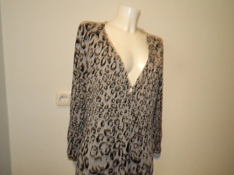 Marccain jaguar print vest langer model v hals N5/42, Verzenden, Maat 42/44 (L), Zo goed als nieuw, Grijs
