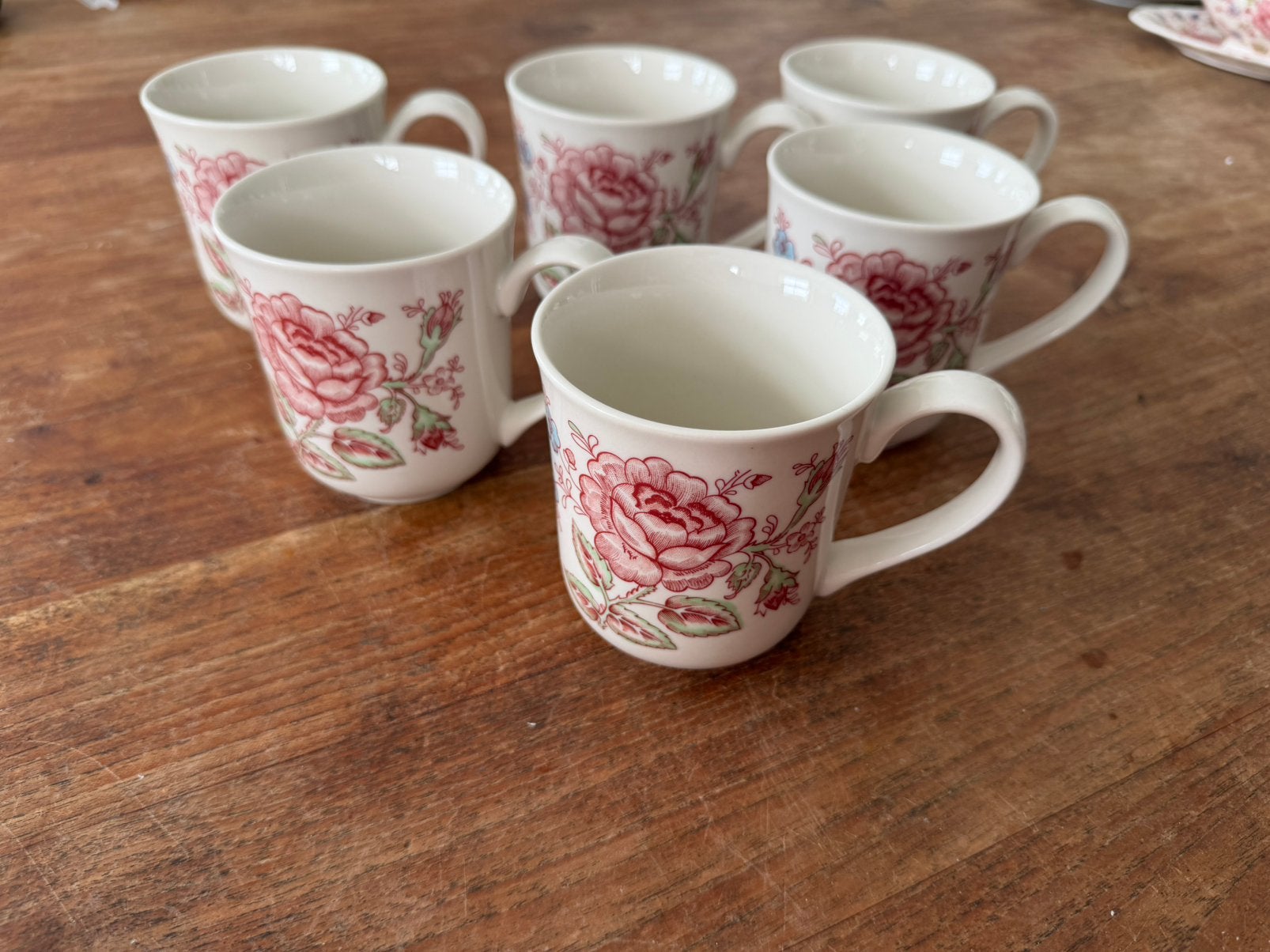 Johnson brothers rose chintz 6 grote mokken/bekers 10cm hoog, Ophalen of Verzenden