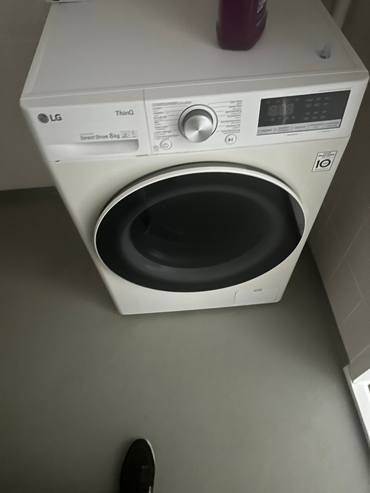 LG ThinQ Direct Drive 8kg Wasmachine, Witgoed en Apparatuur, Wasmachines, Ophalen, 1200 tot 1600 toeren, 8 tot 10 kg, Zo goed als nieuw