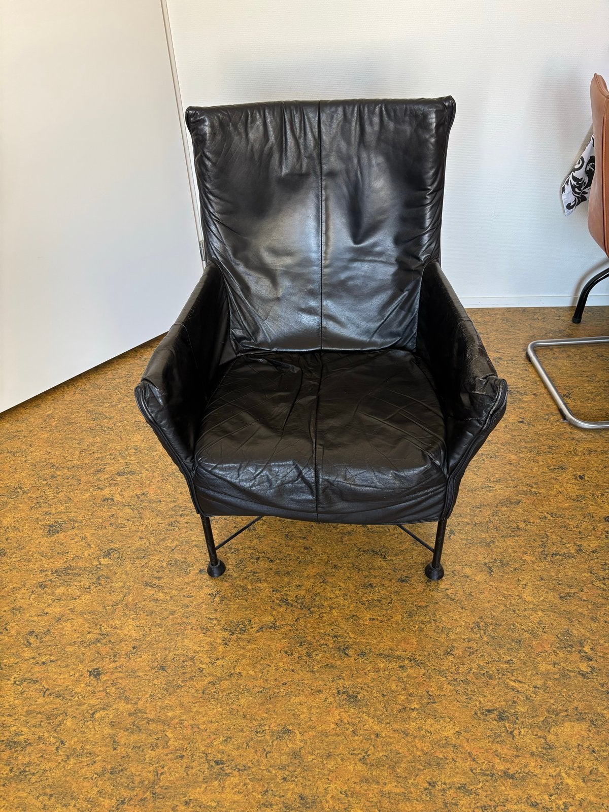 Montis Charly fauteuil - Zwart leer, Huis en Inrichting, Stoelen, Ophalen, Gebruikt, Zwart, Leer