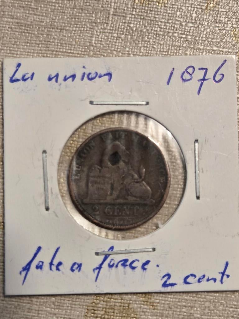 Zeldzame Belgische 2 Cent munt uit 1876, Postzegels en Munten, Brieven en Enveloppen | België, Ophalen of Verzenden, Overige typen