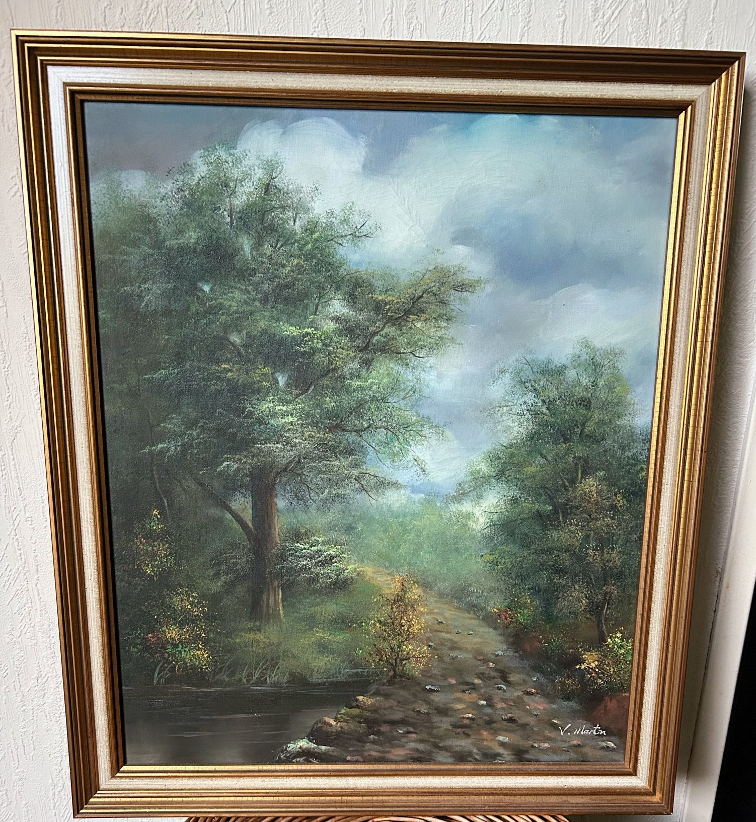 Gesigneerd schilderij landschap, Antiek en Kunst, Kunst | Schilderijen | Klassiek, Ophalen, Landschap, Doek